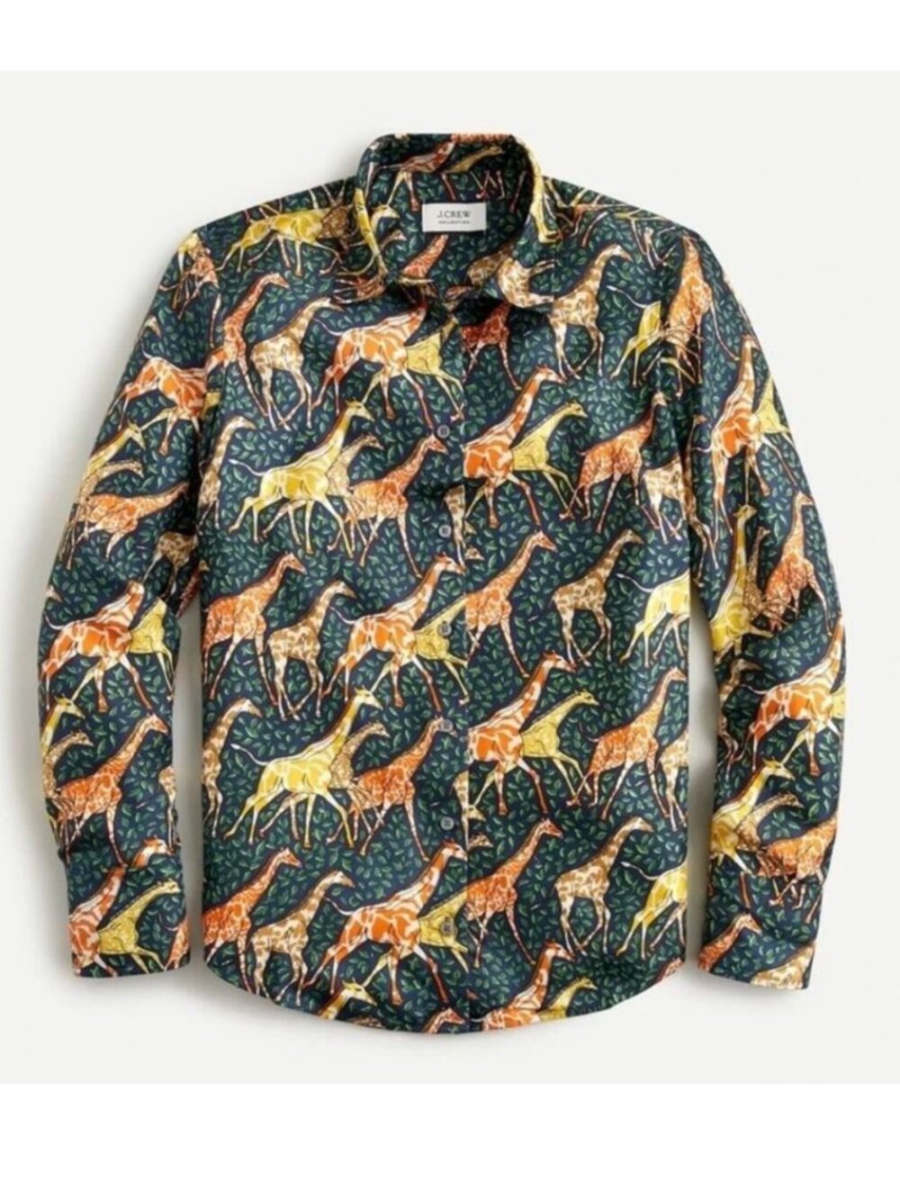 J.Crew Collection Silk Giraffe Safari Animal Print Blouse Green Size 00